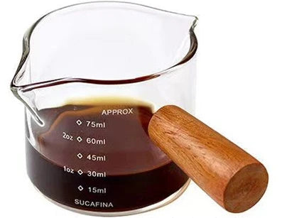 75ml Borosilicate Espresso Shot Glass with Wooden Handle Espresso Shot Glass Nixie double mouth 75-100ml
