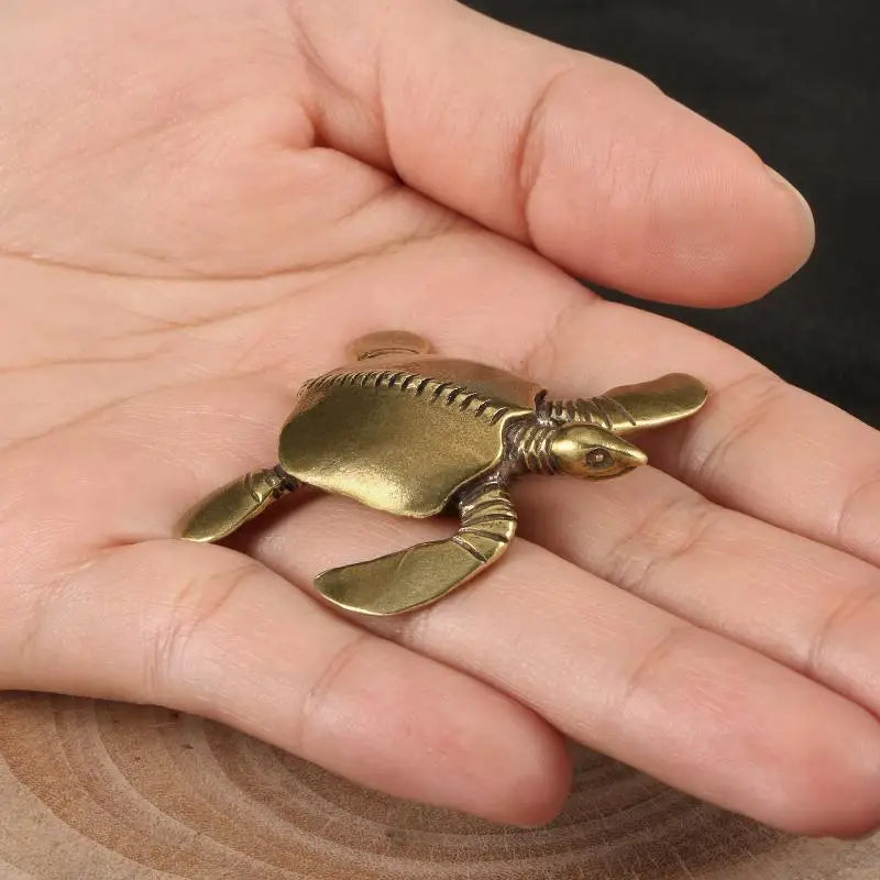 Vintage Brass Turtle Figurine – Tea Pet & Desk Ornament Brass Figurine Nixie
