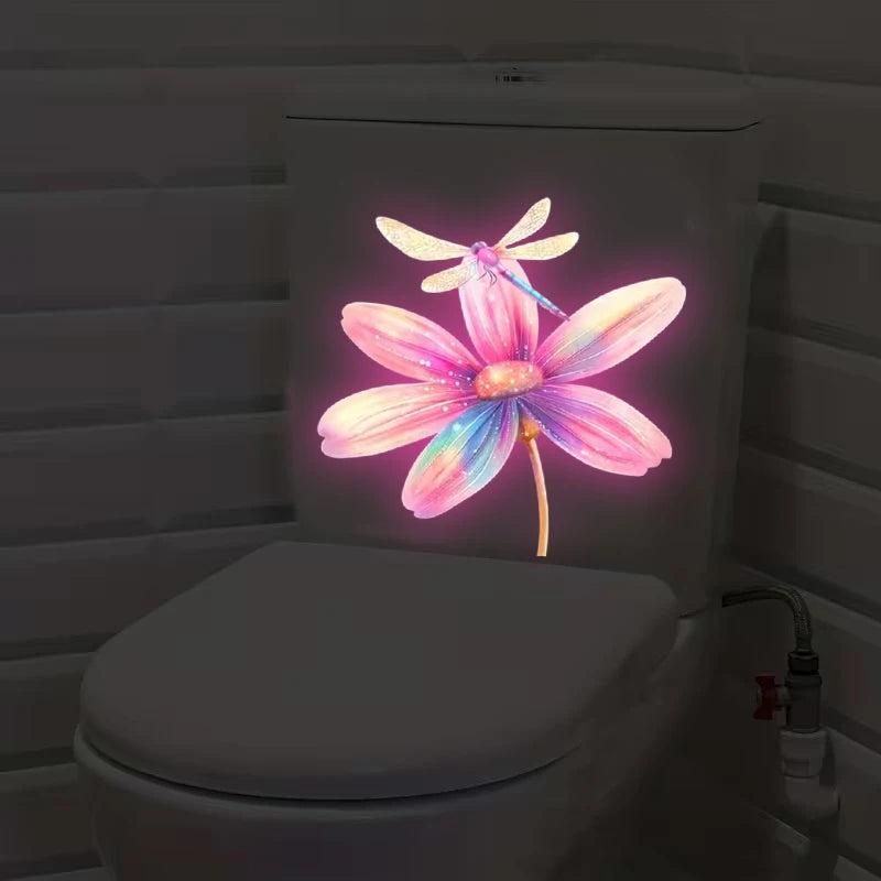 Glow-in-the-Dark Flower Toilet Sticker | Luminous Home Decal Wall Decor Sticker Nixie
