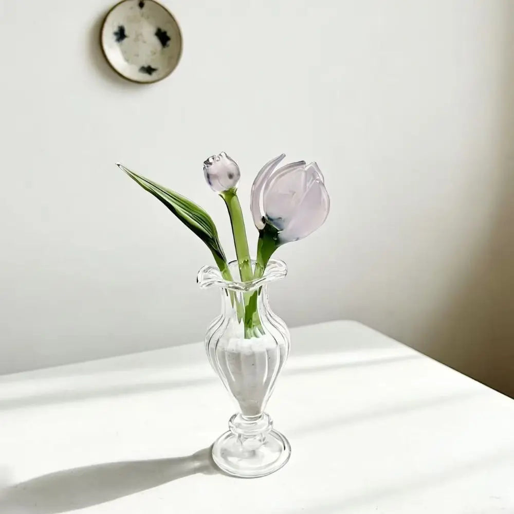 Handmade Colored Glaze Glass Flower Bouquet | Floral Sculpture