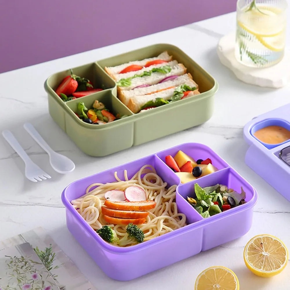Leak-Proof Lunch Box with Compartments & Tableware Set
