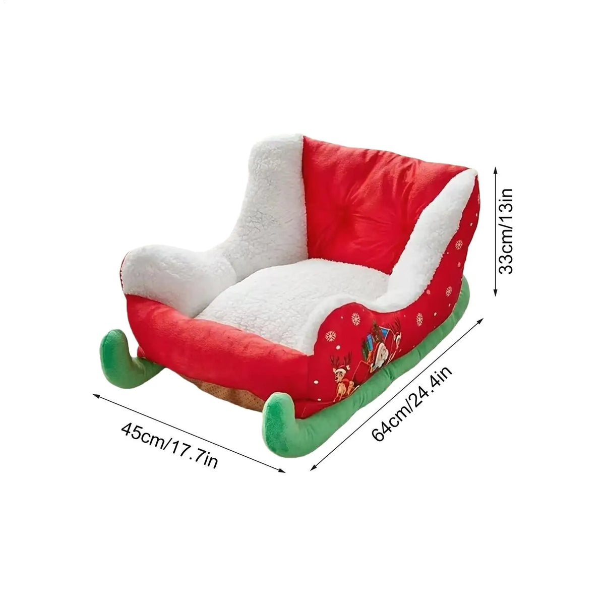 Christmas Sled Dog & Cat Bed – Festive Washable Pet Sofa Holiday Pet Bed Nixie