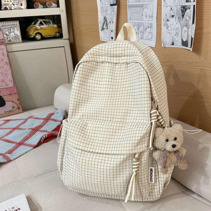 Nixie Retro Plaid Backpack – Large Capacity Lightweight School Bag School Backpack Nixie