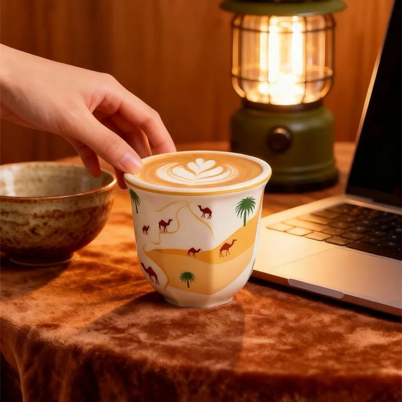 Middle Eastern Ceramic Espresso Cup – Desert Camel Retro Design Ceramic Espresso Cup Nixie
