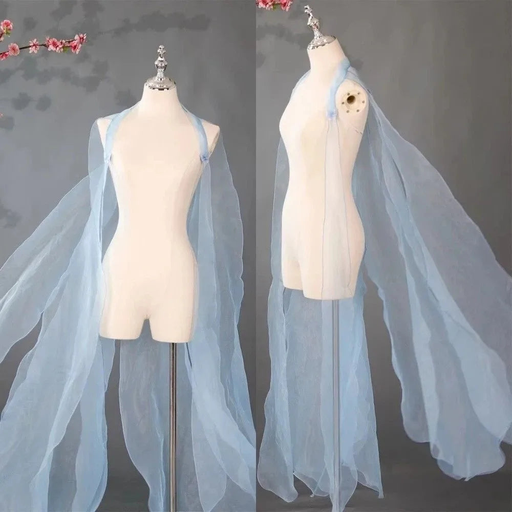 Organza Fairy Dance Cape Ancient-Style Cloak with Shoulder Strap Dance Costume Cape Nixie