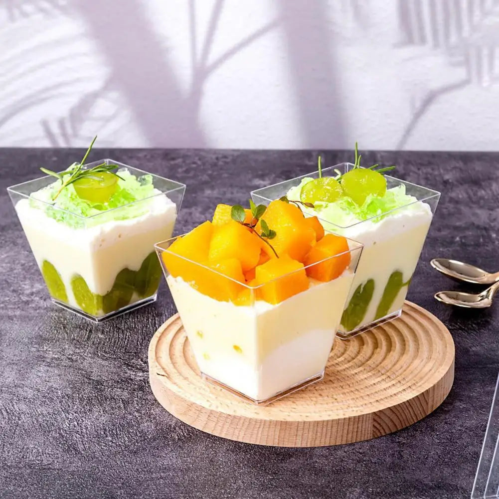 10pc Clear Disposable Plastic Mousse & Dessert Cups BPA-Free Disposable Dessert Cups Nixie