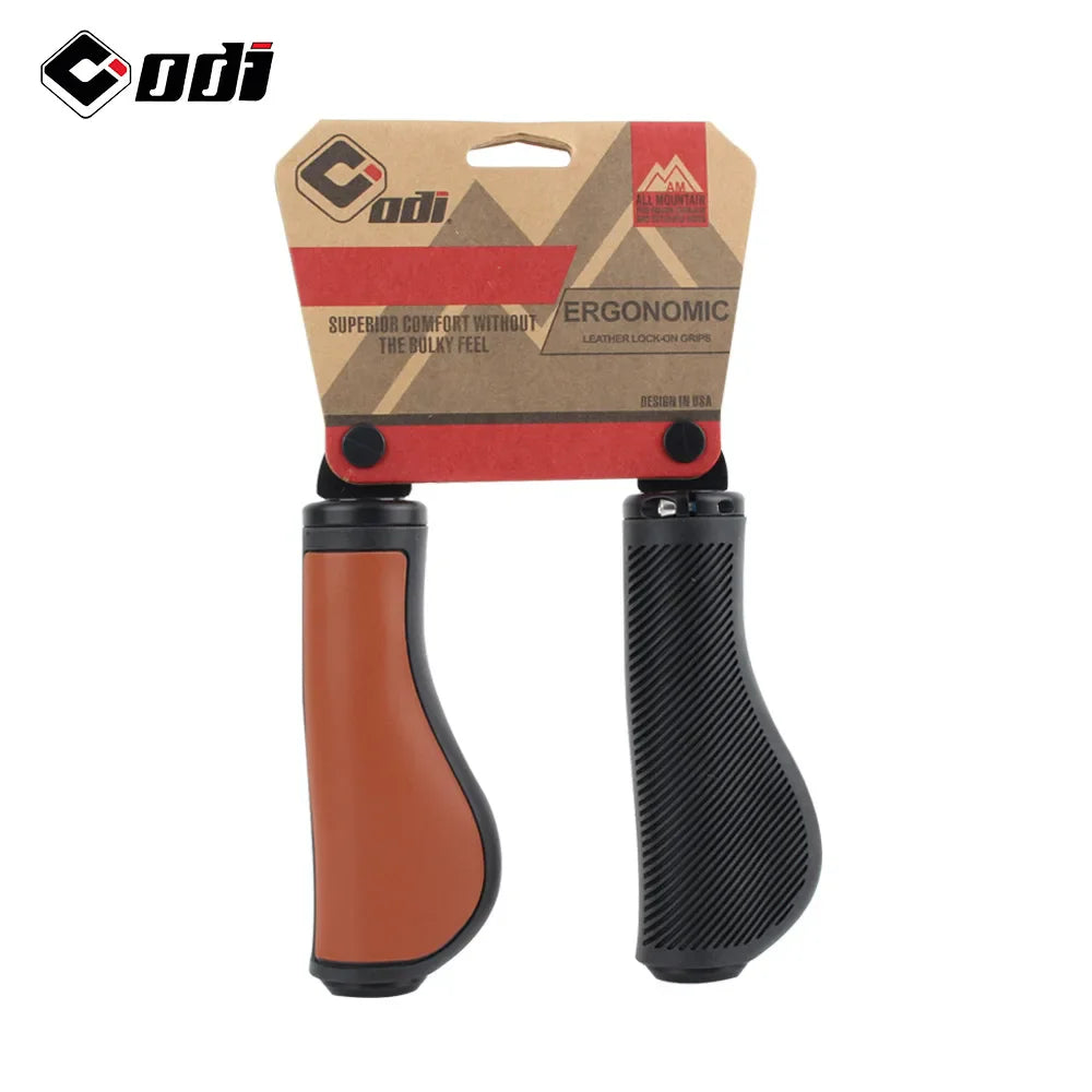 ODI Leather MTB Bike Grips – Ergonomic Handlebar Grips Bike Handlebar Grips Nixie BROWN-BLACK