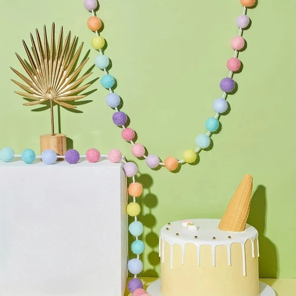 200cm Felt Ball Garland 24 Colorful Pompom Balls Party Décor Party Garland Decoration Nixie