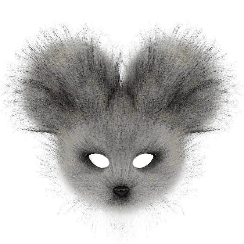 Faux Fur Mouse Mask – Halloween Carnival Costume Prop Costume Mask Nixie