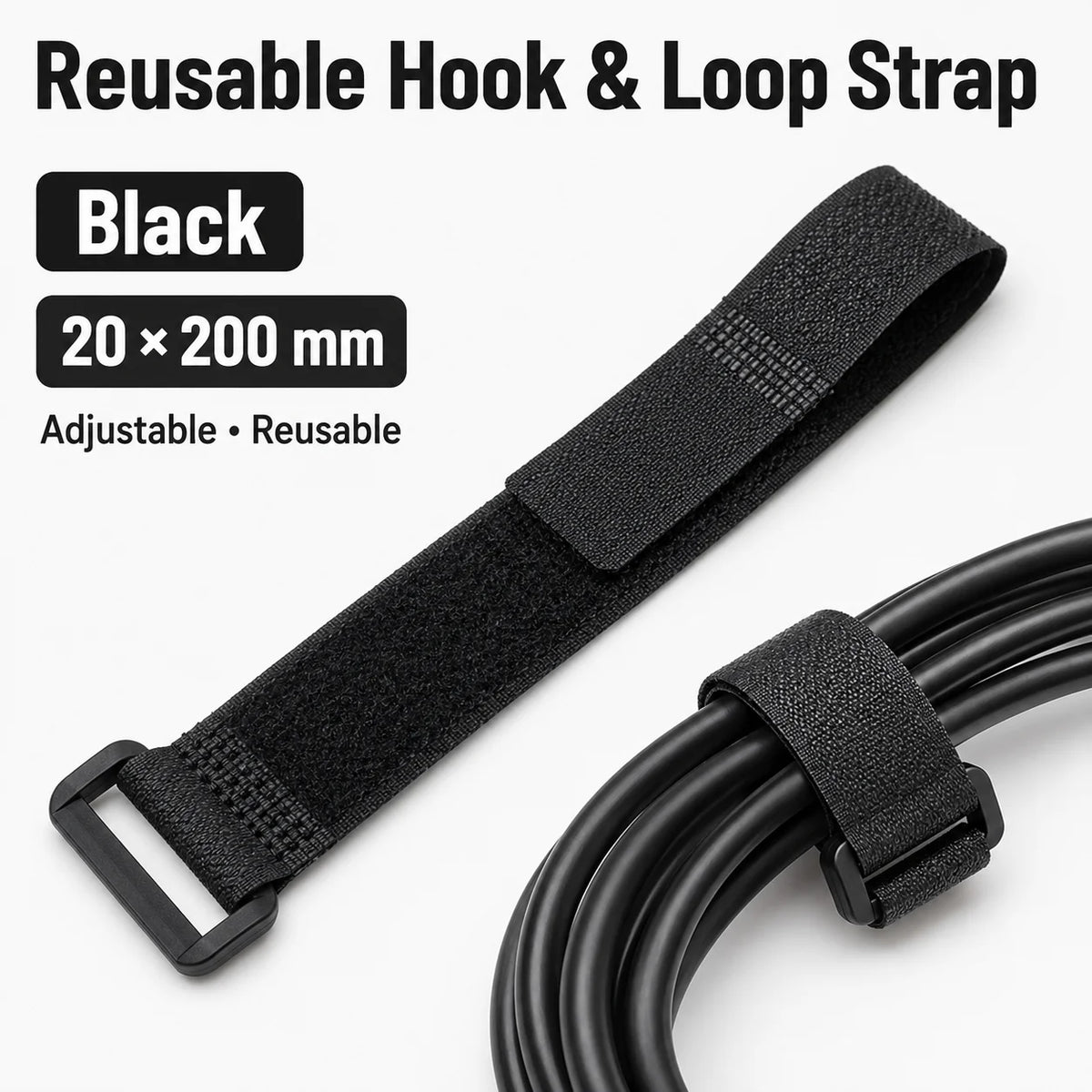 Reusable Hook & Loop Cable Ties – Nylon Cord Straps 10/30/50 Pack