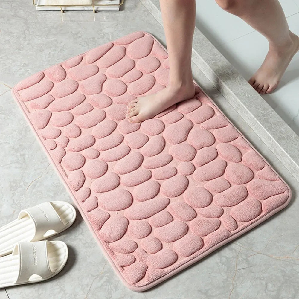 Cobblestone Bath Mat – Non-Slip Absorbent Microfiber Shower Rug