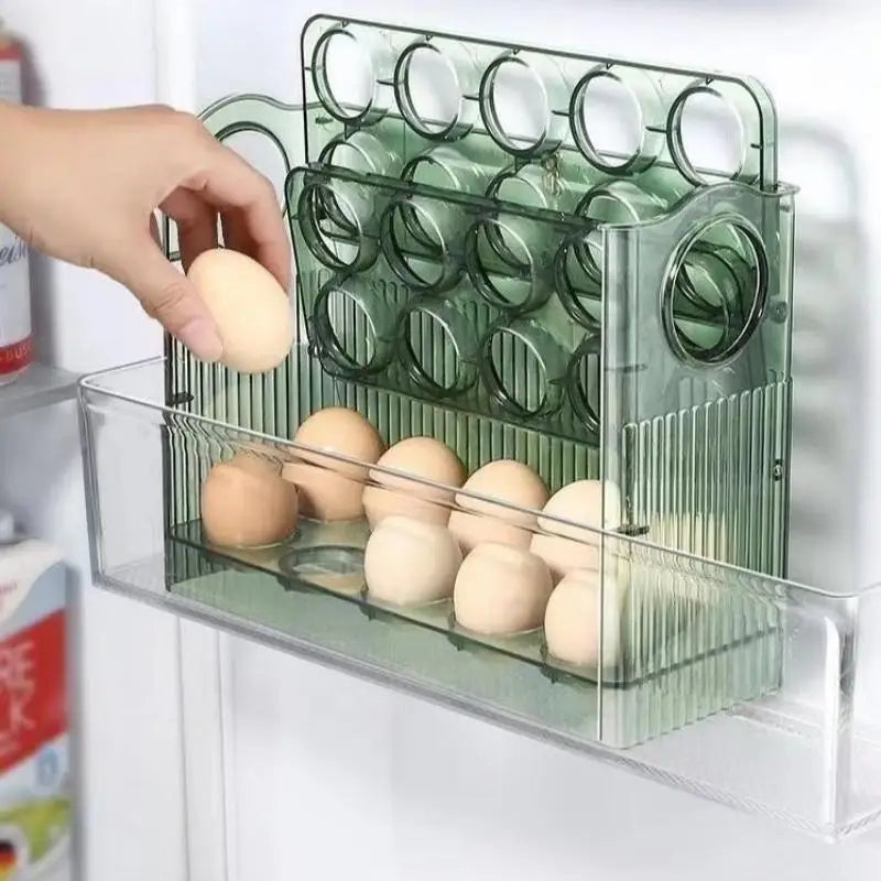 30-Grid 3-Layer Auto-Flip Egg Storage Container for Fridge Egg Storage Container Nixie