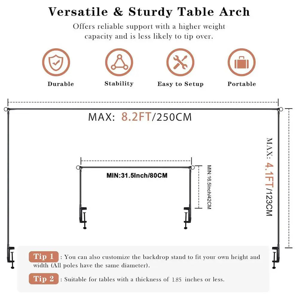 Metal Table Arch Stand with Clamps – Reusable Balloon Frame