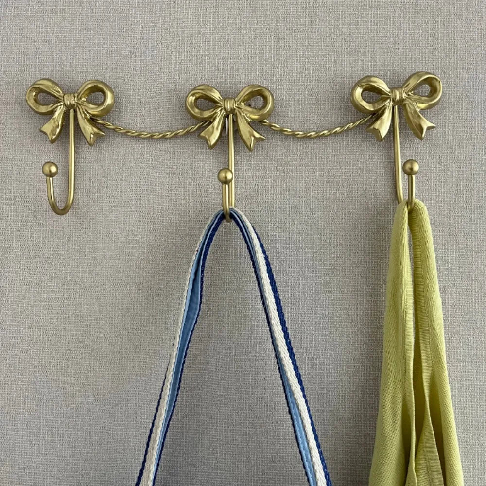 Cute Bow Wall Hooks – Decorative Iron Triple Hook for Girls Decorative Wall Hook Nixie Gold