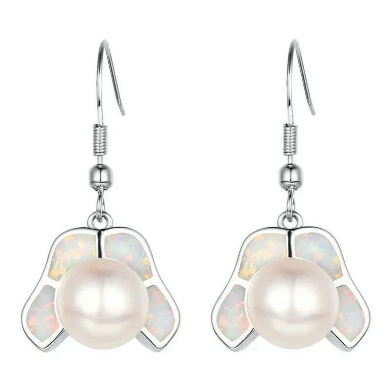 Crystal Drop Earrings Geometric Vintage Pearl Simulated Opal Dangle Drop Dangle Earrings Nixie