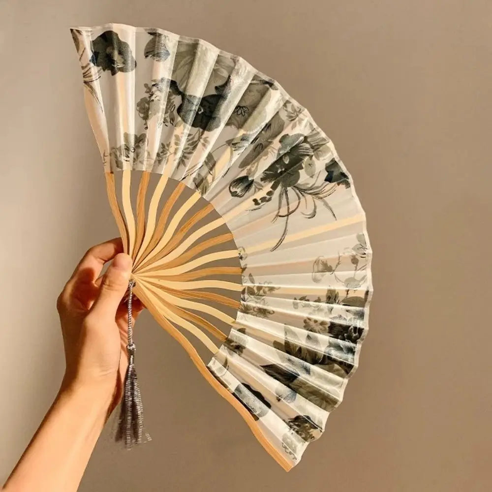Vintage Chinese Japanese Folding Fan – Colorful Silk & Plastic