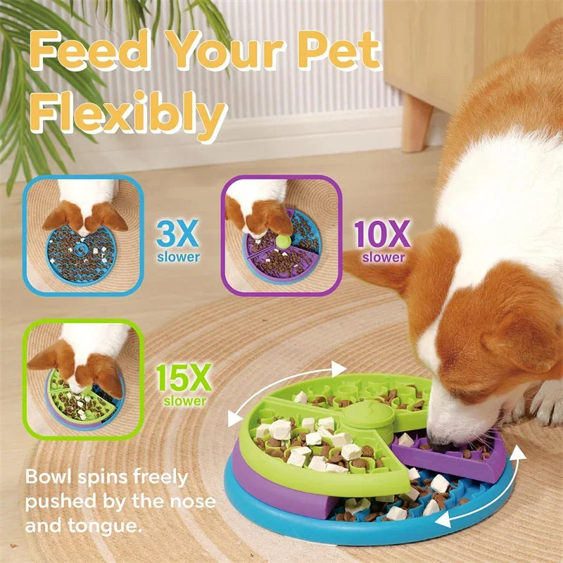 Nixie Slow Feeder Puzzle Dog Bowl – 3-Layer Treat Dispenser Puzzle Slow Feeder Bowl Nixie