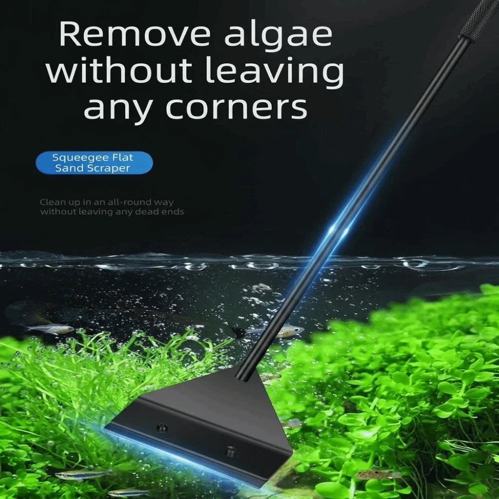 Aquarium Algae Scraper Extended Handle Dual-Use Fish Tank Cleaner