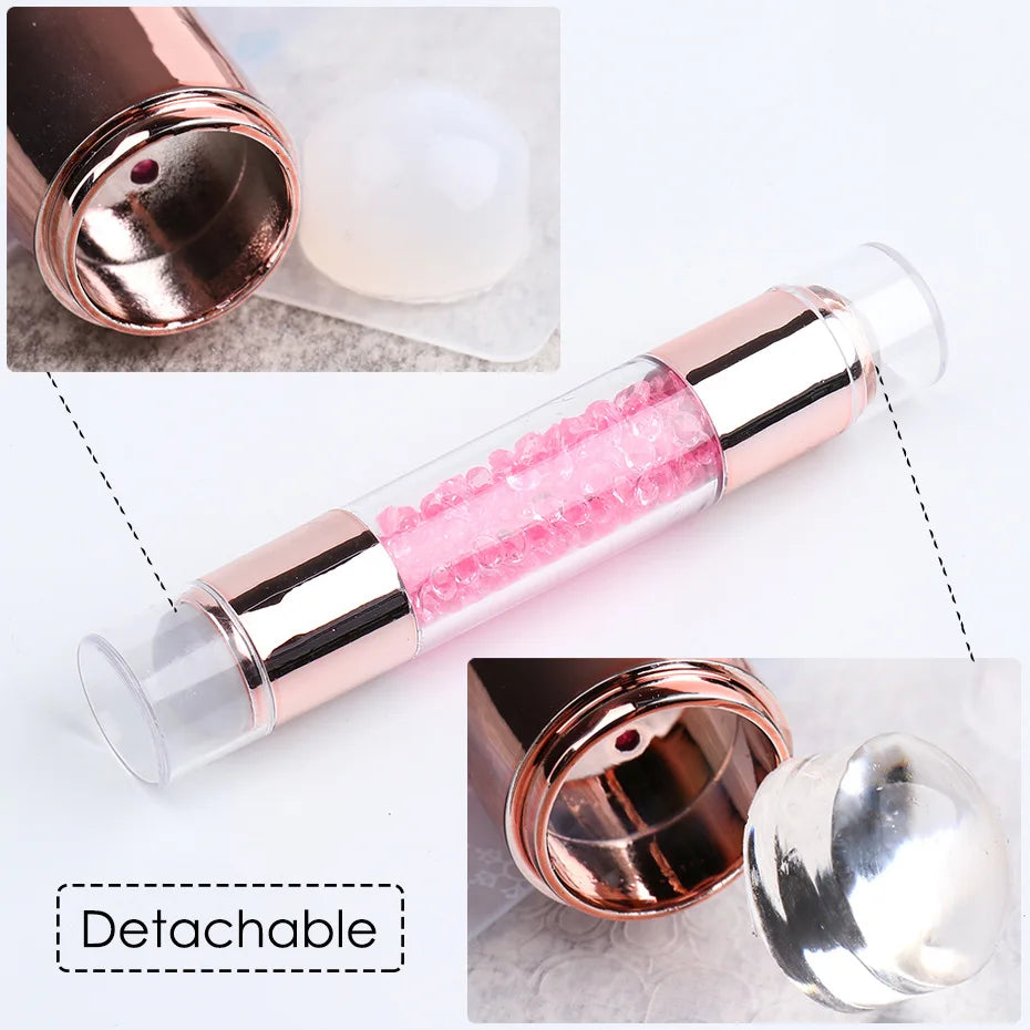 3Pcs Rhinestone Nail Stamp Set – Dual Silicone Stamper & Scrapers Nail Stamping Set Nixie