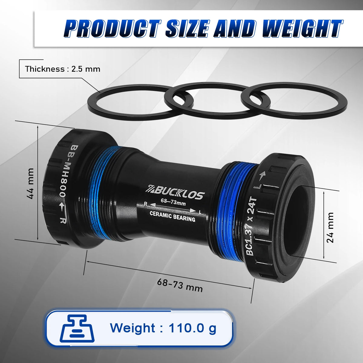BUCKLOS 24mm BSA Threaded Bottom Bracket BB68/73 MTB Road Bike