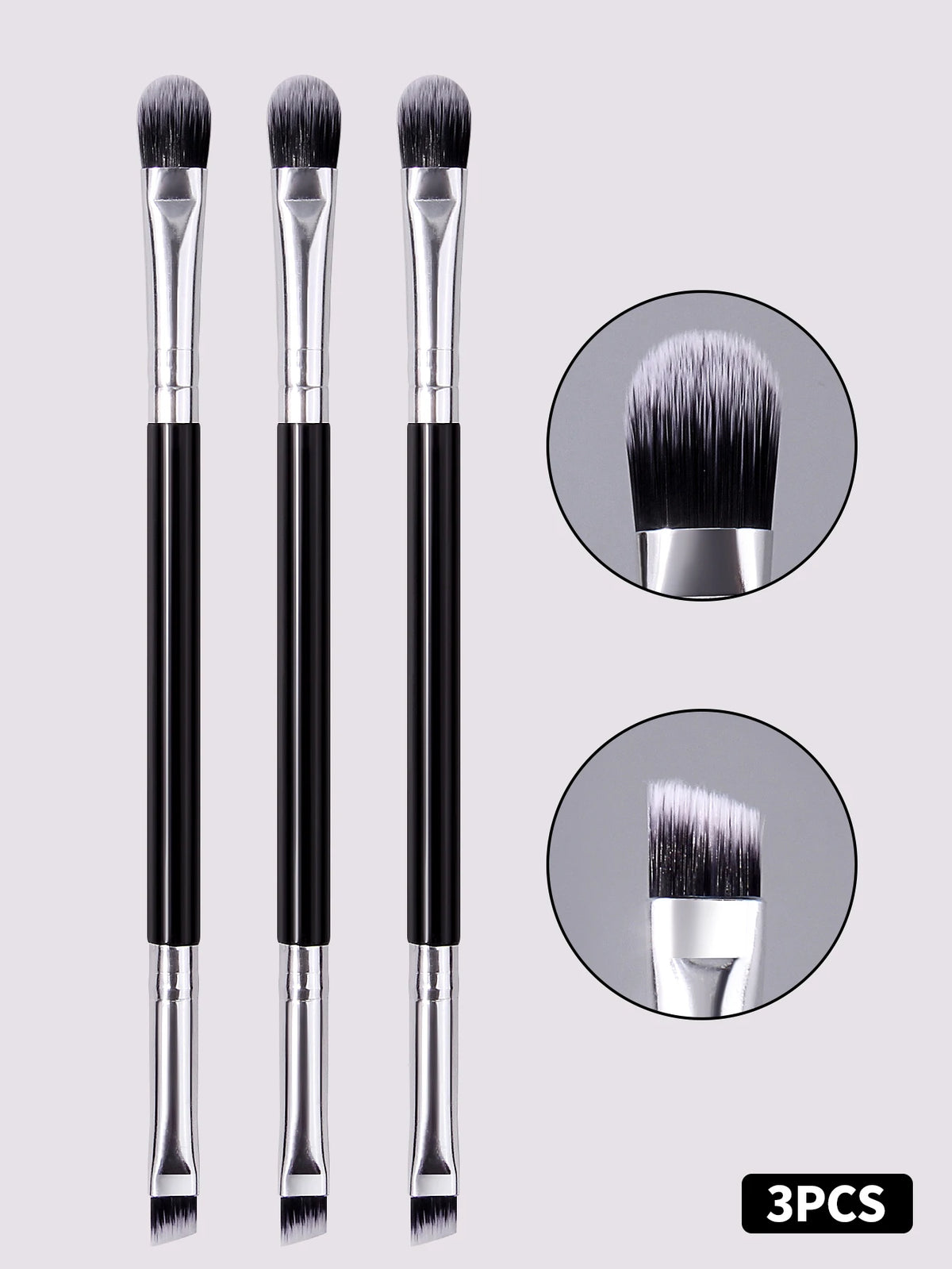 3-Piece Dual-Ended Makeup Brush Set – Eye & Concealer Kit Makeup Brush Set Nixie