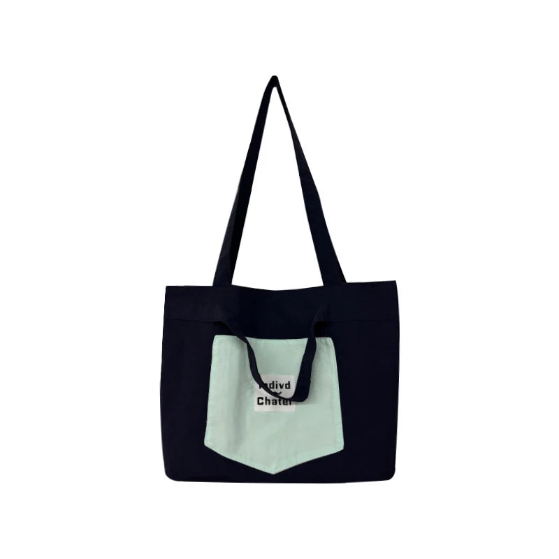 Women's Nylon Color Block Tote Bag | Korean Style Shoulder Bag Nylon Tote Bag Nixie