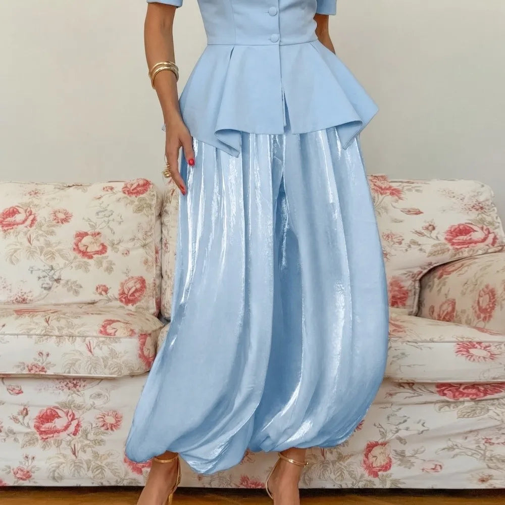 Women's Satin Wide-Leg Pants – Elegant High Waist Trousers Satin Wide-Leg Pants Nixie