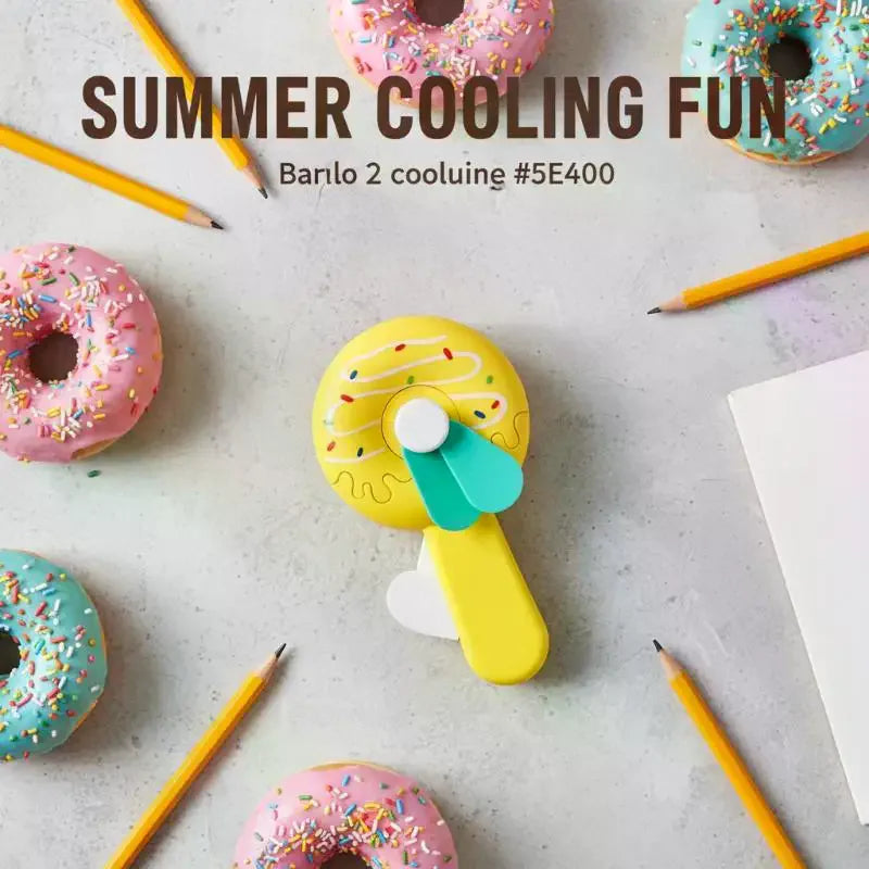 Cartoon Mini Hand Pressure Fan – Ice Cream Design for Kids & Adults Novelty Mini Fan Nixie