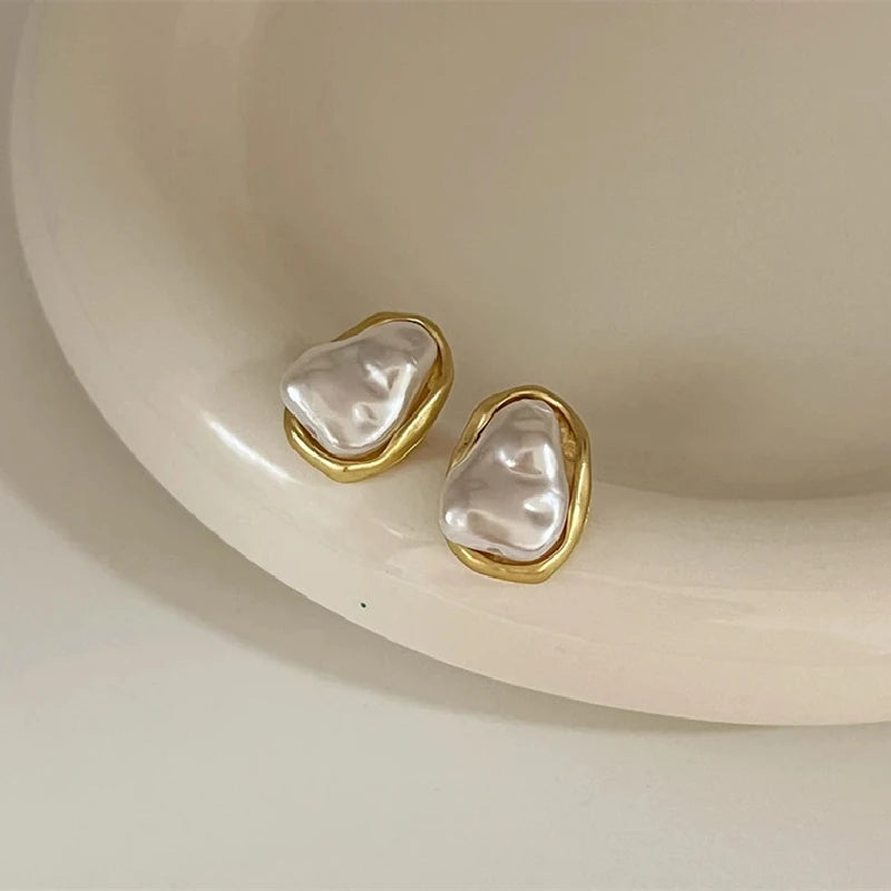 Bohemian Retro Pearl Stud Earrings for Women | Zinc Alloy Fashion Stud Earrings Nixie