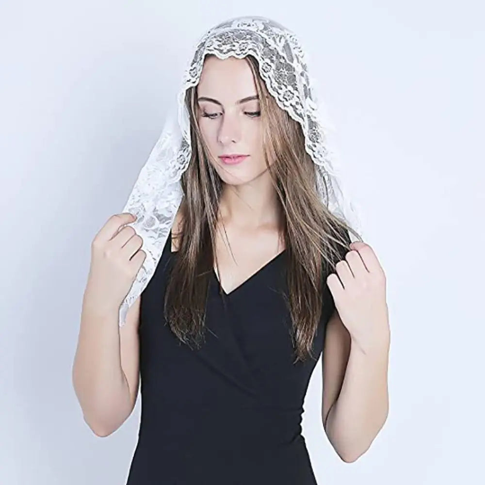 Spanish Lace Mantilla Veil – Catholic Chapel Head Covering Scarf Lace Mantilla Veil Nixie