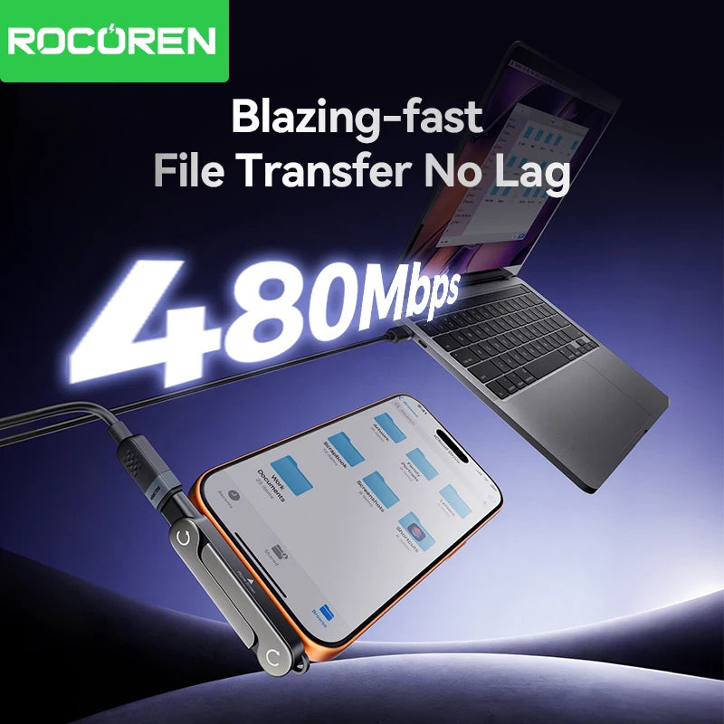 Rocoren 240W USB-C OTG Adapter & Foldable Stand | PD 3.1 USB-C OTG Adapter Nixie