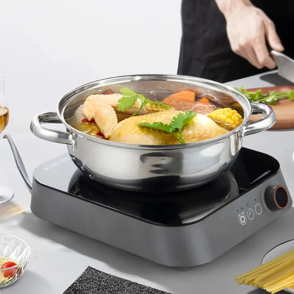 3-Piece Stainless Steel Steamer Pot Set with Glass Lid & Induction
