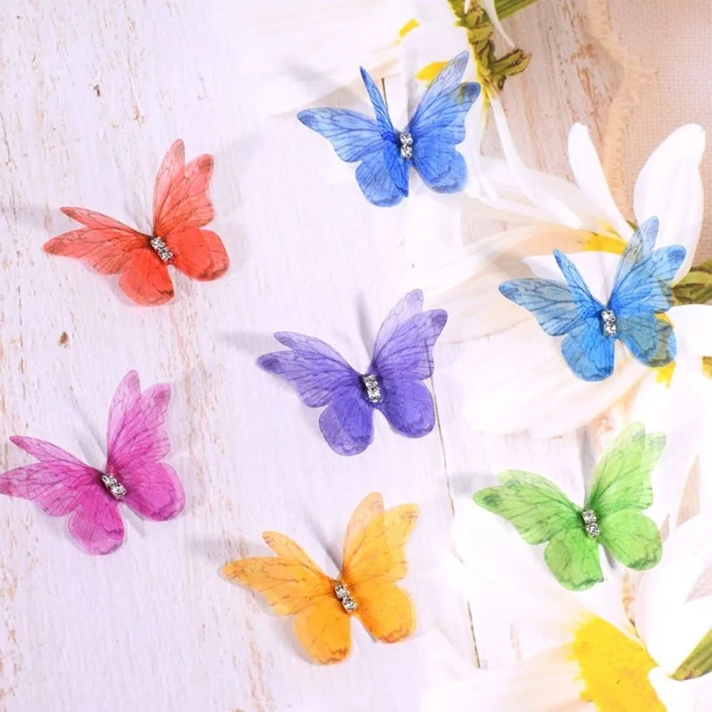 50Pcs 3D Organza Butterfly Appliques – Colorful Mesh Patches Fabric Appliques Nixie