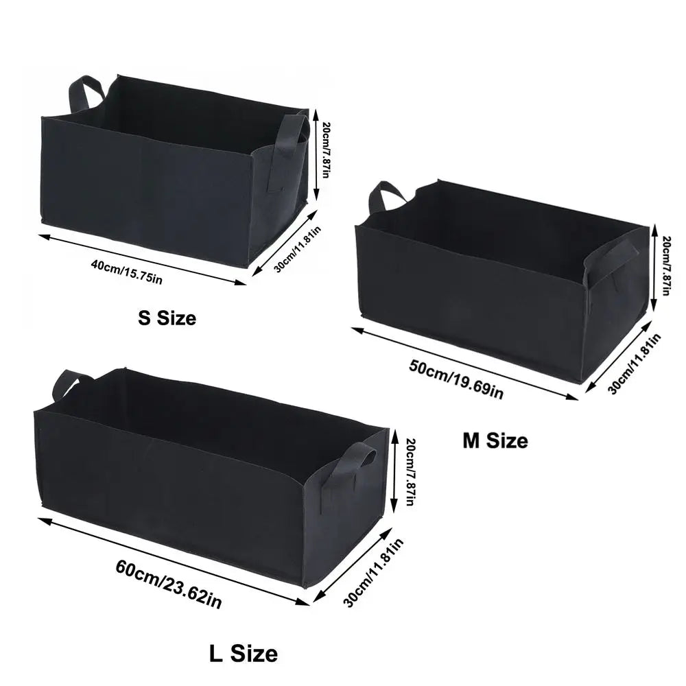 2PCS Rectangle Felt Plant Grow Bags with Handles – S, M, L Fabric Grow Bags Nixie