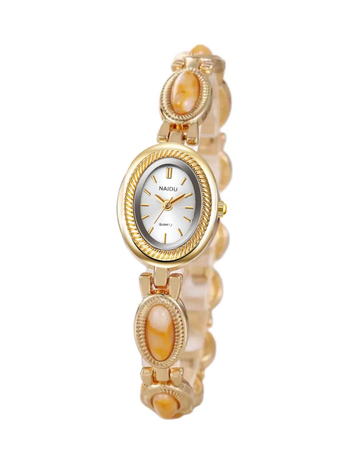 Luxury Women's Green Gemstone Quartz Bracelet Watch | naidu Women's Bracelet Watch Nixie YELLOW
