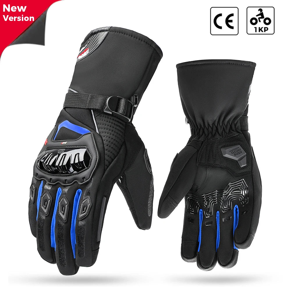 KEMIMOTO CE Winter Motorcycle Gloves – Waterproof Touchscreen Motorcycle Gloves Nixie N8045BL Upgraded XXL