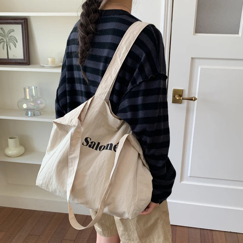 Korean Canvas Crossbody Bag – Large Capacity Minimalist Tote Canvas Crossbody Bag Nixie