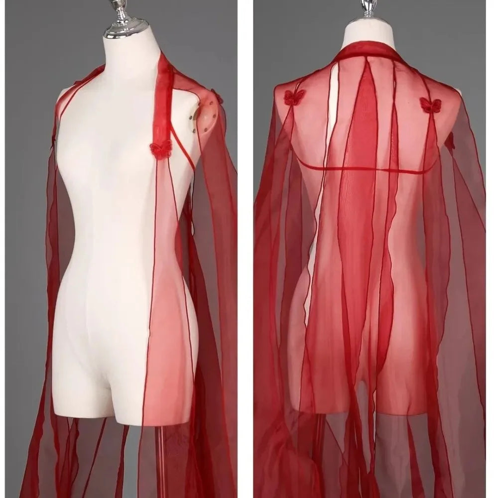 Organza Fairy Dance Cape Ancient-Style Cloak with Shoulder Strap Dance Costume Cape Nixie