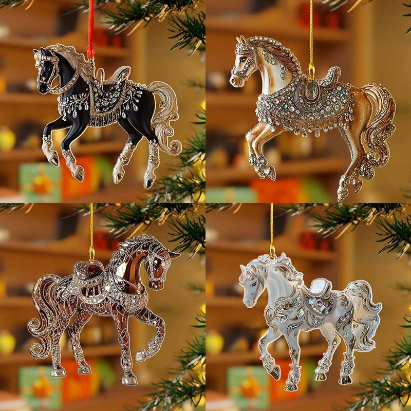 2D Acrylic Horse Charm – Car Mirror & Christmas Tree Ornament Holiday Ornament Charm Nixie
