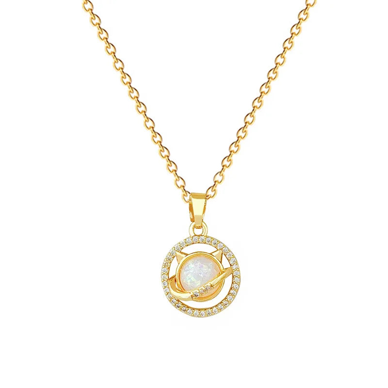 Women's Cat Pendant Choker Necklace – Gold Stainless Steel Pendant Necklace Nixie
