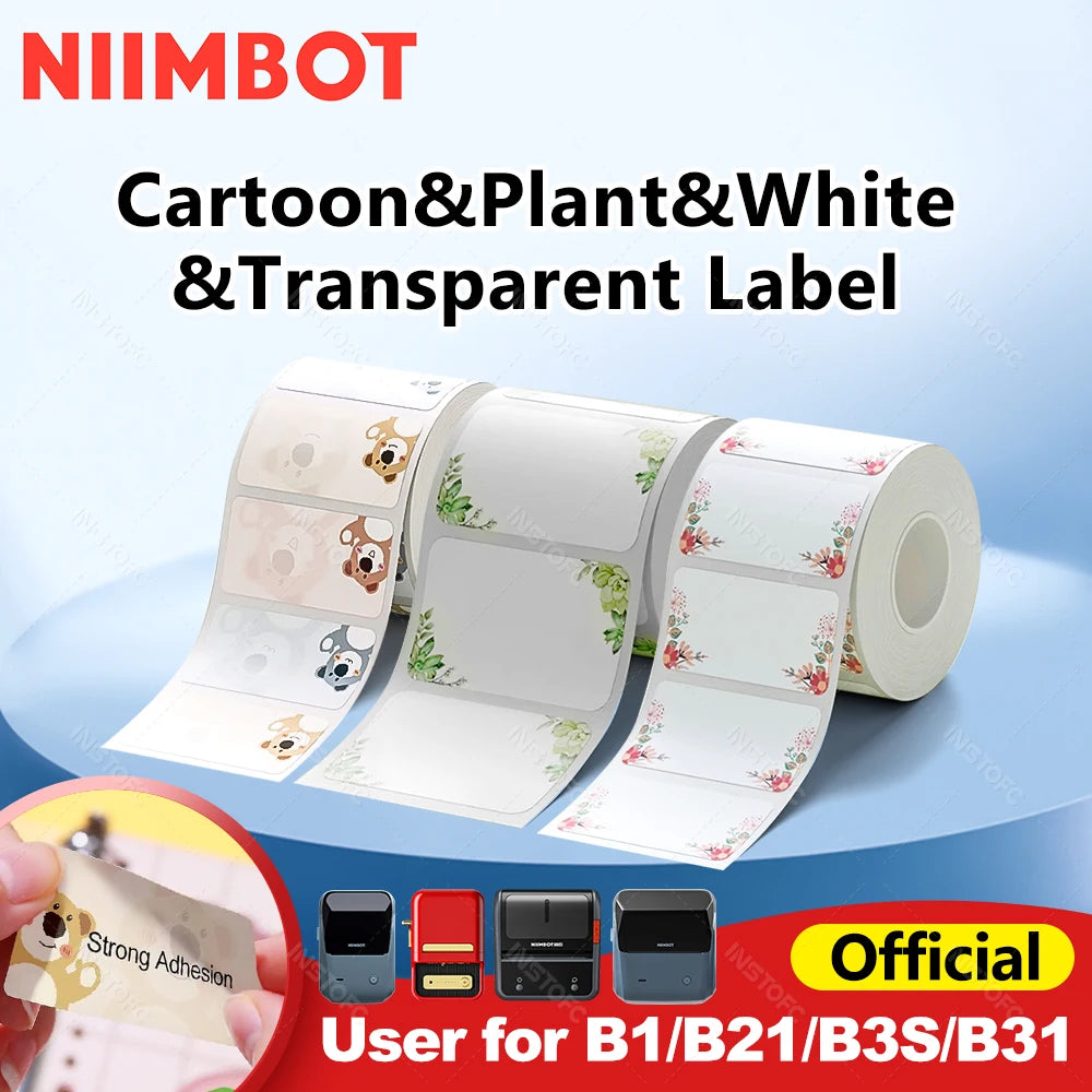 NIIMBOT B1/B21/B3S Waterproof Color Label Sticker Roll Thermal Label Roll Nixie