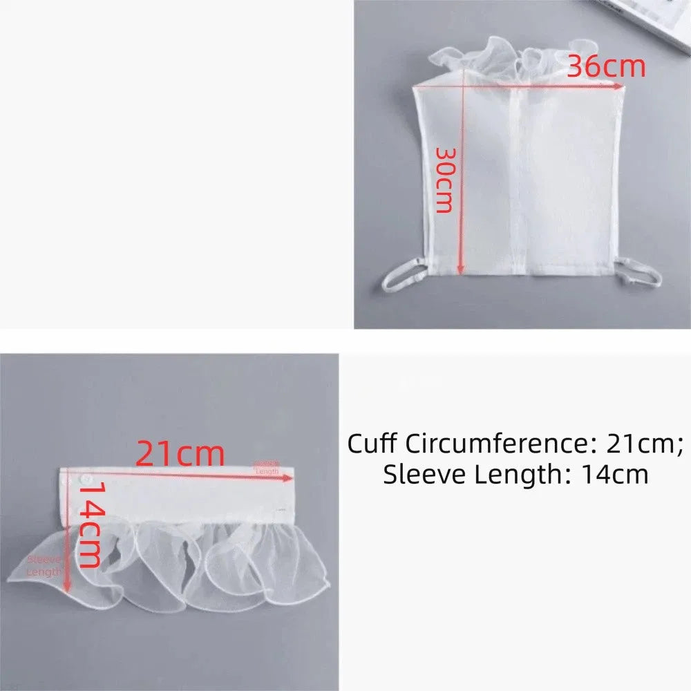 Detachable Lace False Collar & Ruffle Cuffs – Polyester Neckpiece