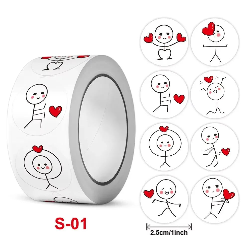 500pcs Cartoon Sticker Roll – Envelope Seals & Scrapbooking Labels Decorative Sticker Roll Nixie
