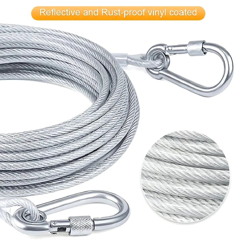 Double-Headed Dog Tie Out Cable 3–10M Steel Wire Anti-Rust Dog Tie Out Cable Nixie