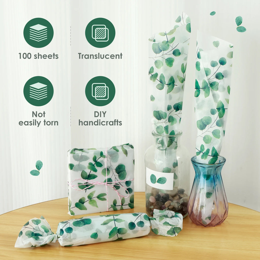 100Pcs Botanical Leaf Tissue Paper 20x14in – Gift Wrapping Sheets