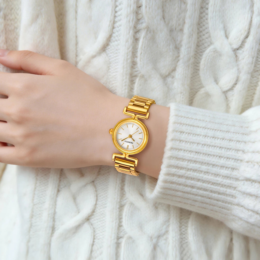 REBIRTH Gold Bracelet Watch – Casual Luxury Quartz Bracelet Watch Nixie