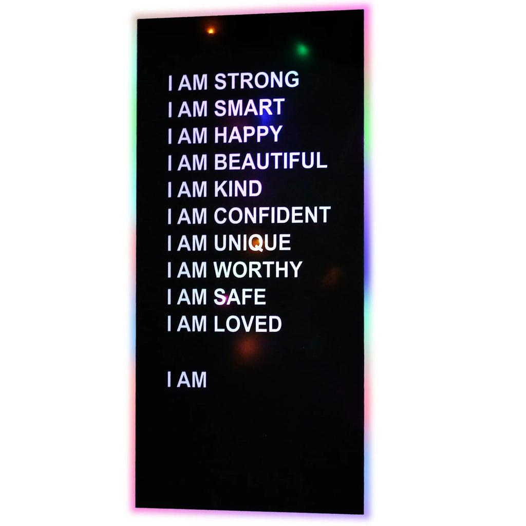 Affirmations Mirror with Colorful LED String Lights | Acrylic