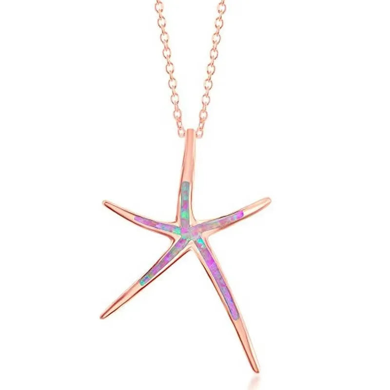 Pink Opal Starfish Pendant Necklace | Mood Tracker Jewelry Pendant Necklace Nixie