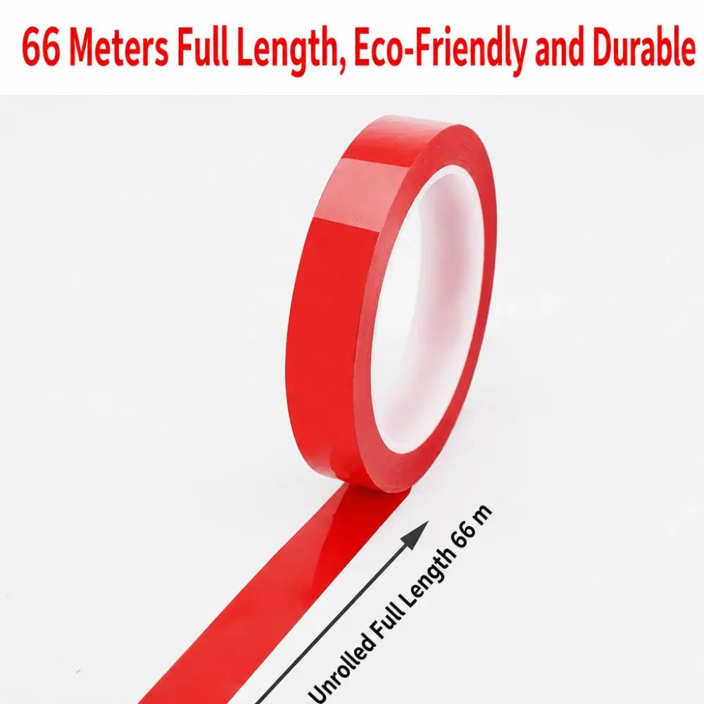 Red Marking Tape 66M Roll – Color Coded PET Tape 3–10mm Marking Tape Nixie