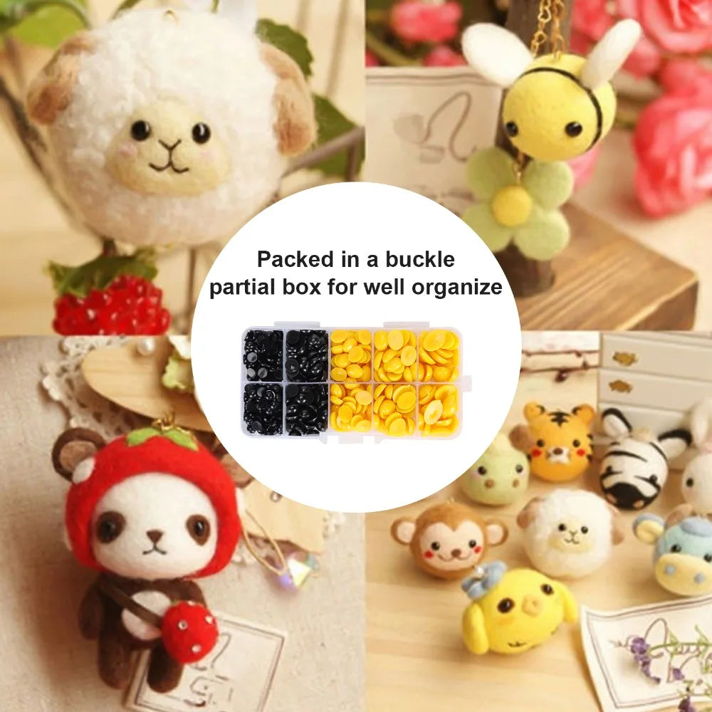 580pcs Flatback Plastic Doll Eyes & Noses – DIY Craft Bear Kit Doll Craft Accessories Nixie